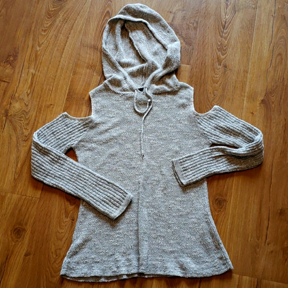 Grey Sweater with Shoulder Cut-outs
